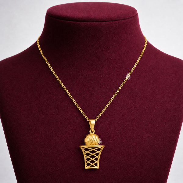 آویز طلا 18 عیار طرح توپ و سبد بسکتبال