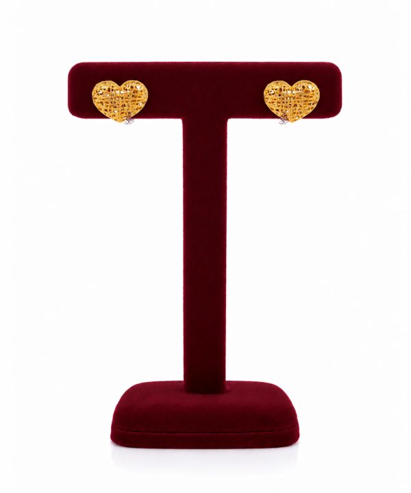 گوشواره طلا 18 عیار طرح میخی قلب فیوژن