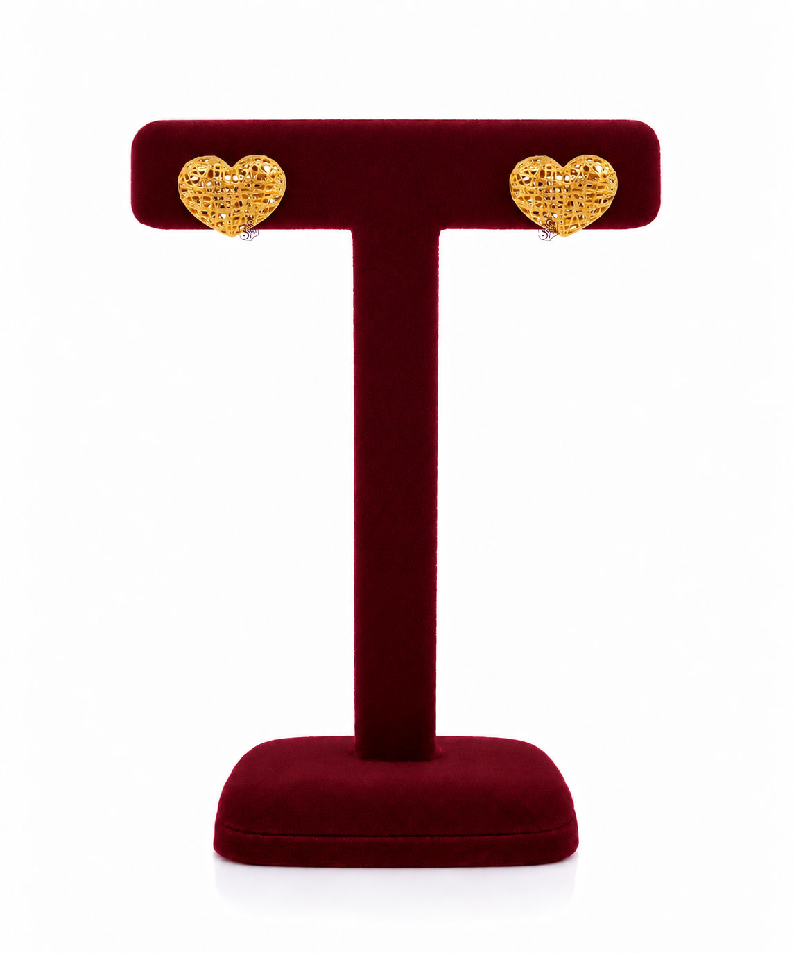 گوشواره طلا 18 عیار طرح میخی قلب فیوژن