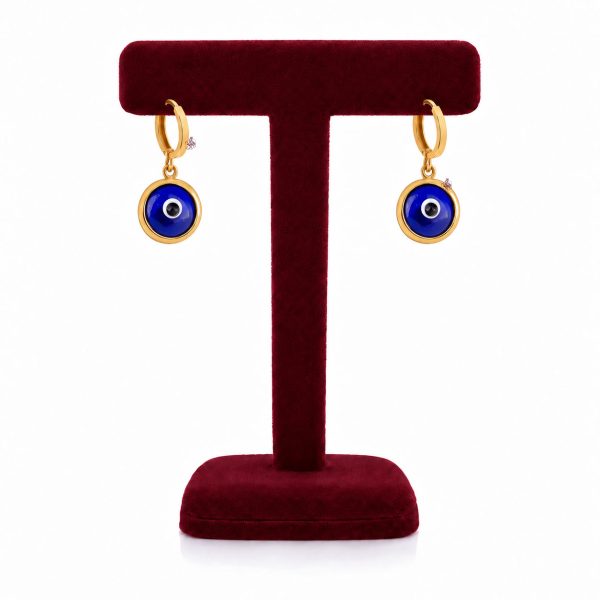 گوشواره آویزی طلا 18 عیار طرح چشم نظر