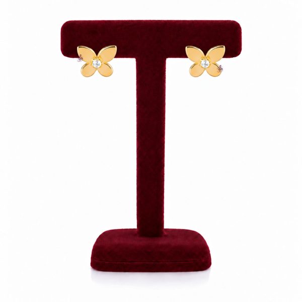 گوشواره میخی طلا ۱۸ عیار طرح پروانه